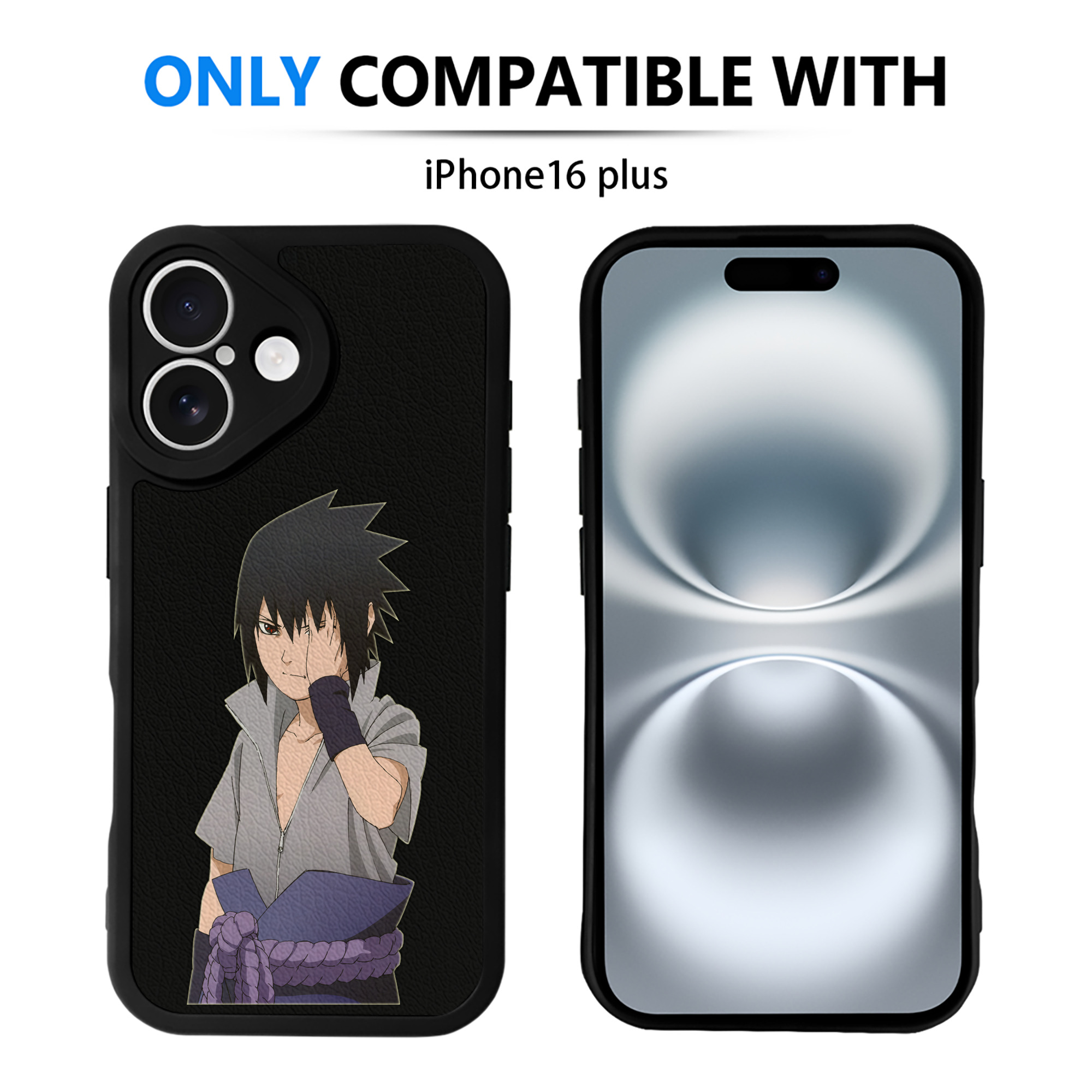 （画像用） NARUTO -ナルト- うちは サスケ Uchiha Sasuke 【iPhone 16シリーズ対応】シリコンスマホケース（レザー調） 材質：シリコン